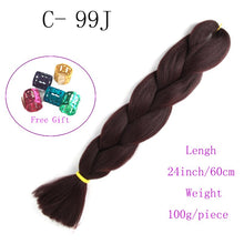 Load image into Gallery viewer, Ombre Jumbo Braids Hair 24inch 100g Synthetic Braiding Hair Crochet Braid Hair Extension  for Women Blond Brown Pink Purple