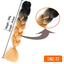 Load image into Gallery viewer, 24inch Synthetic HairPieces Braids Jumbo Hair Extensions Braiding Rainbow Blue Pink Blonde Purple Ombre DreadLock Braid MUMUPI