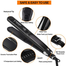 Load image into Gallery viewer, Steam Hair Straightener Ceramic Vapor Hair Curler Salon hair Flat Iron Hair Straightening Iron Curler Styler Hair Styling Tool