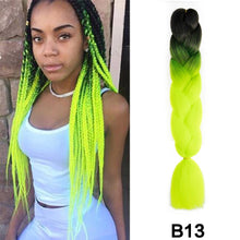 Load image into Gallery viewer, 24'' 100G Synthetic Jumbo Braiding Hair Ombre Rainbow Hair Extensions Festival Jumbo Crochet Hair Weaving Box Braids Hairpieces