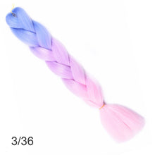 Load image into Gallery viewer, 24Inch Synthetic Long Jumbo Ombre Braiding Hair  For Women Colorful Braids 100g Rainbow Hair Gray  Black Trend Way