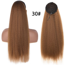 Load image into Gallery viewer, MyDiva Afro Long Straight Puff Ponytail Hair Extension Natural Synthetic Perm Yaki Hairpiece Drawstring Ponytails Elastic Band