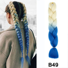 Load image into Gallery viewer, 24'' 100G Synthetic Jumbo Braiding Hair Ombre Rainbow Hair Extensions Festival Jumbo Crochet Hair Weaving Box Braids Hairpieces