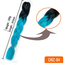 Load image into Gallery viewer, 24inch Synthetic HairPieces Braids Jumbo Hair Extensions Braiding Rainbow Blue Pink Blonde Purple Ombre DreadLock Braid MUMUPI