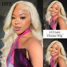 Load image into Gallery viewer, Peruvian Body Wave 613 Lace Closure Wig 150% Density ISEE HAIR Body Wave Honey Blonde 13X4 Lace Front Human Hair Wigs For Women