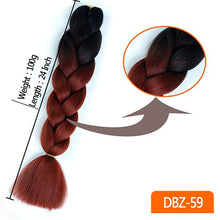 Load image into Gallery viewer, 24inch Synthetic HairPieces Braids Jumbo Hair Extensions Braiding Rainbow Blue Pink Blonde Purple Ombre DreadLock Braid MUMUPI