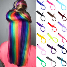 Load image into Gallery viewer, Lupu Synthetic Colorful Highlight Rainbow Hair Extensions Clip In One Piece 22 Inches Long Straight False Hair Pieces For Women