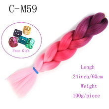 Load image into Gallery viewer, Ombre Jumbo Braids Hair 24inch 100g Synthetic Braiding Hair Crochet Braid Hair Extension  for Women Blond Brown Pink Purple
