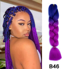 Load image into Gallery viewer, 24'' 100G Synthetic Jumbo Braiding Hair Ombre Rainbow Hair Extensions Festival Jumbo Crochet Hair Weaving Box Braids Hairpieces