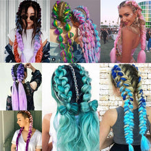 Load image into Gallery viewer, Full Star 24 Inch Synthetic Braiding Hair Jumbo Braids Ombre Jumbo Hair Extension For Women DIY Hair Braids Blue Green Yellow
