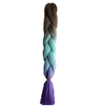 Load image into Gallery viewer, Pervado Hair Burg Brown Grey Ombre Crochet Braiding Hair Extensions One Piece 100g/Pack 24Inch Long Synthetic Jumbo Braids Hair