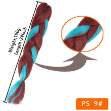 Load image into Gallery viewer, 24inch Synthetic HairPieces Braids Jumbo Hair Extensions Braiding Rainbow Blue Pink Blonde Purple Ombre DreadLock Braid MUMUPI