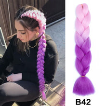 Load image into Gallery viewer, 24'' 100G Synthetic Jumbo Braiding Hair Ombre Rainbow Hair Extensions Festival Jumbo Crochet Hair Weaving Box Braids Hairpieces