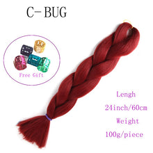 Load image into Gallery viewer, Ombre Jumbo Braids Hair 24inch 100g Synthetic Braiding Hair Crochet Braid Hair Extension  for Women Blond Brown Pink Purple