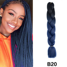 Load image into Gallery viewer, 24'' 100G Synthetic Jumbo Braiding Hair Ombre Rainbow Hair Extensions Festival Jumbo Crochet Hair Weaving Box Braids Hairpieces