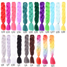 Load image into Gallery viewer, 24Inch Synthetic Long Jumbo Ombre Braiding Hair  For Women Colorful Braids 100g Rainbow Hair Gray  Black Trend Way