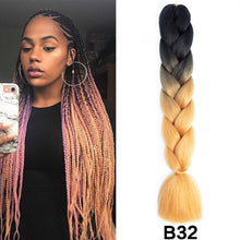 Load image into Gallery viewer, 24'' 100G Synthetic Jumbo Braiding Hair Ombre Rainbow Hair Extensions Festival Jumbo Crochet Hair Weaving Box Braids Hairpieces