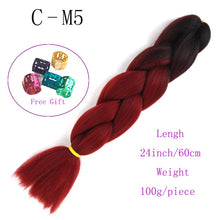 Load image into Gallery viewer, Ombre Jumbo Braids Hair 24inch 100g Synthetic Braiding Hair Crochet Braid Hair Extension  for Women Blond Brown Pink Purple