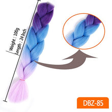 Load image into Gallery viewer, 24inch Synthetic HairPieces Braids Jumbo Hair Extensions Braiding Rainbow Blue Pink Blonde Purple Ombre DreadLock Braid MUMUPI