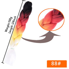 Load image into Gallery viewer, 24inch Synthetic HairPieces Braids Jumbo Hair Extensions Braiding Rainbow Blue Pink Blonde Purple Ombre DreadLock Braid MUMUPI