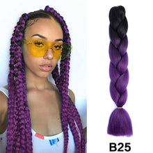 Load image into Gallery viewer, 24'' 100G Synthetic Jumbo Braiding Hair Ombre Rainbow Hair Extensions Festival Jumbo Crochet Hair Weaving Box Braids Hairpieces