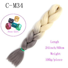 Load image into Gallery viewer, Ombre Jumbo Braids Hair 24inch 100g Synthetic Braiding Hair Crochet Braid Hair Extension  for Women Blond Brown Pink Purple