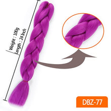 Load image into Gallery viewer, 24inch Synthetic HairPieces Braids Jumbo Hair Extensions Braiding Rainbow Blue Pink Blonde Purple Ombre DreadLock Braid MUMUPI