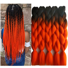 Load image into Gallery viewer, Pervado Hair 1pc 24" 100G/PC Ombre Jumbo Braids Crochet Hair Synthetic Braiding Hair Extension Yaki Bulk Red Green Rasta Color
