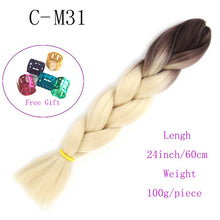 Load image into Gallery viewer, Ombre Jumbo Braids Hair 24inch 100g Synthetic Braiding Hair Crochet Braid Hair Extension  for Women Blond Brown Pink Purple