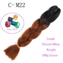Load image into Gallery viewer, Ombre Jumbo Braids Hair 24inch 100g Synthetic Braiding Hair Crochet Braid Hair Extension  for Women Blond Brown Pink Purple