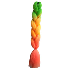 Load image into Gallery viewer, Pervado Hair 1pc 24" 100G/PC Ombre Jumbo Braids Crochet Hair Synthetic Braiding Hair Extension Yaki Bulk Red Green Rasta Color