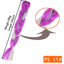 Load image into Gallery viewer, 24inch Synthetic HairPieces Braids Jumbo Hair Extensions Braiding Rainbow Blue Pink Blonde Purple Ombre DreadLock Braid MUMUPI