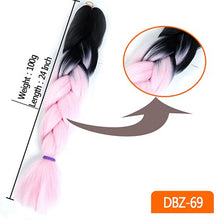 Load image into Gallery viewer, 24inch Synthetic HairPieces Braids Jumbo Hair Extensions Braiding Rainbow Blue Pink Blonde Purple Ombre DreadLock Braid MUMUPI