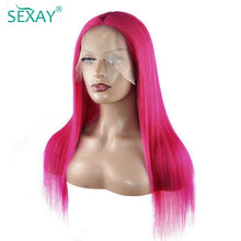 Load image into Gallery viewer, Sexay Pink Lace Front Wig HD Transparent Lace Pre Plucked 180% Brazilian Straight Human Hair Wigs Pink 13x4 Lace Frontal Wigs