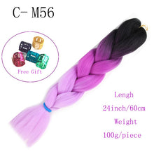 Load image into Gallery viewer, Ombre Jumbo Braids Hair 24inch 100g Synthetic Braiding Hair Crochet Braid Hair Extension  for Women Blond Brown Pink Purple