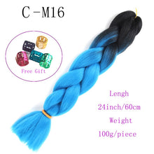 Load image into Gallery viewer, Ombre Jumbo Braids Hair 24inch 100g Synthetic Braiding Hair Crochet Braid Hair Extension  for Women Blond Brown Pink Purple