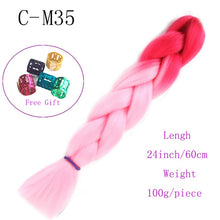 Load image into Gallery viewer, Ombre Jumbo Braids Hair 24inch 100g Synthetic Braiding Hair Crochet Braid Hair Extension  for Women Blond Brown Pink Purple