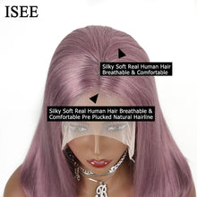 Load image into Gallery viewer, Ash Purple Straight Bob Wig 13X4 Lace Front Human Hair Wigs For Women Human Hair Malaysian Purple Straight Bob Lace Front Wig