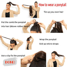 Load image into Gallery viewer, MyDiva Afro Long Straight Puff Ponytail Hair Extension Natural Synthetic Perm Yaki Hairpiece Drawstring Ponytails Elastic Band