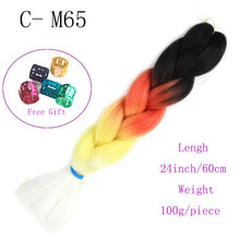 Load image into Gallery viewer, Ombre Jumbo Braids Hair 24inch 100g Synthetic Braiding Hair Crochet Braid Hair Extension  for Women Blond Brown Pink Purple