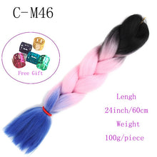 Load image into Gallery viewer, Ombre Jumbo Braids Hair 24inch 100g Synthetic Braiding Hair Crochet Braid Hair Extension  for Women Blond Brown Pink Purple