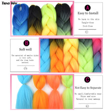 Load image into Gallery viewer, 24Inch Synthetic Long Jumbo Ombre Braiding Hair  For Women Colorful Braids 100g Rainbow Hair Gray  Black Trend Way