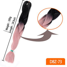 Load image into Gallery viewer, 24inch Synthetic HairPieces Braids Jumbo Hair Extensions Braiding Rainbow Blue Pink Blonde Purple Ombre DreadLock Braid MUMUPI