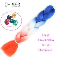Load image into Gallery viewer, Ombre Jumbo Braids Hair 24inch 100g Synthetic Braiding Hair Crochet Braid Hair Extension  for Women Blond Brown Pink Purple