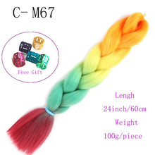 Load image into Gallery viewer, Ombre Jumbo Braids Hair 24inch 100g Synthetic Braiding Hair Crochet Braid Hair Extension  for Women Blond Brown Pink Purple