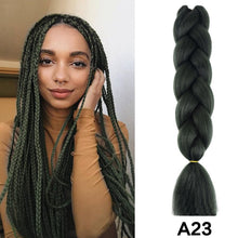 Load image into Gallery viewer, 24'' 100G Synthetic Jumbo Braiding Hair Ombre Rainbow Hair Extensions Festival Jumbo Crochet Hair Weaving Box Braids Hairpieces