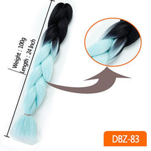 Load image into Gallery viewer, 24inch Synthetic HairPieces Braids Jumbo Hair Extensions Braiding Rainbow Blue Pink Blonde Purple Ombre DreadLock Braid MUMUPI