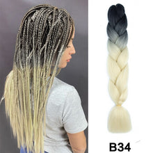 Load image into Gallery viewer, 24'' 100G Synthetic Jumbo Braiding Hair Ombre Rainbow Hair Extensions Festival Jumbo Crochet Hair Weaving Box Braids Hairpieces