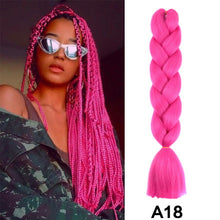 Load image into Gallery viewer, 24'' 100G Synthetic Jumbo Braiding Hair Ombre Rainbow Hair Extensions Festival Jumbo Crochet Hair Weaving Box Braids Hairpieces