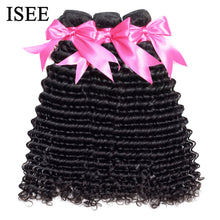 Load image into Gallery viewer, ISEE HAIR Mongolian Deep Curly Hair Extensions Human Hair Bundles Free Shipping Nature Color 1/3/4 Bundles Hair Weave Deep Wave